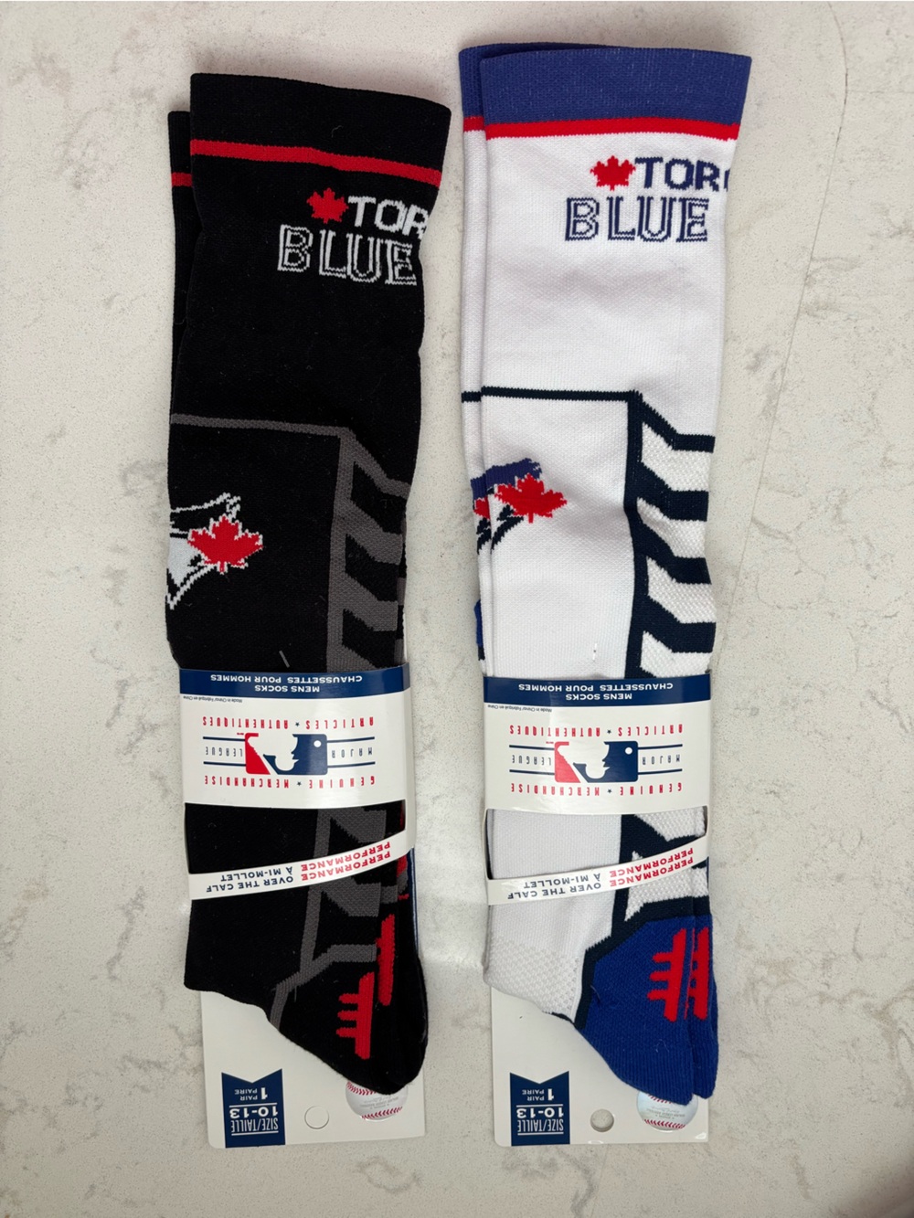MLB Blue Jays Men’s Compression Performance Socks - Black & White
